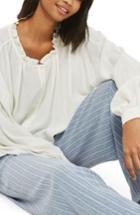 Women's Topshop Isobel Ruffle Neck Blouse Us (fits Like 10-12) - Ivory