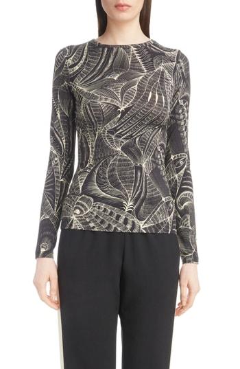 Women's Dries Van Noten Tattoo Print Fitted Knit Top - Black