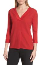 Women's Boss Edalia Mixed Media V-neck Top - Red