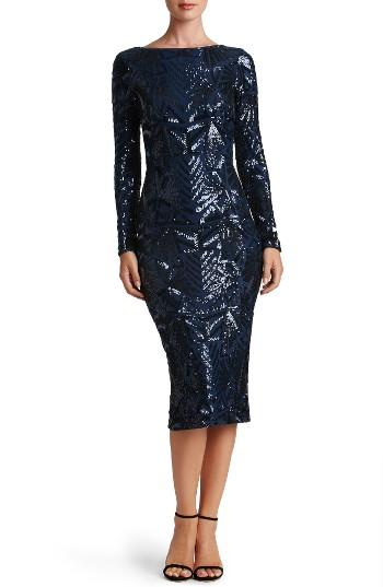 Women's Dress The Population Emery Midi Dress - Blue