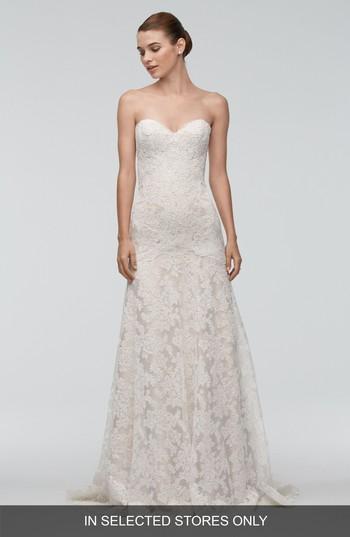 Women's Watters Oma Lace Trumpet Gown, Size In Store Only - Ivory