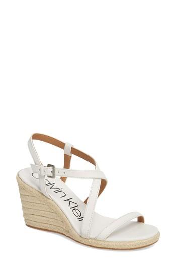 Women's Calvin Klein Bellemine Espadrille Wedge Sandal M - White
