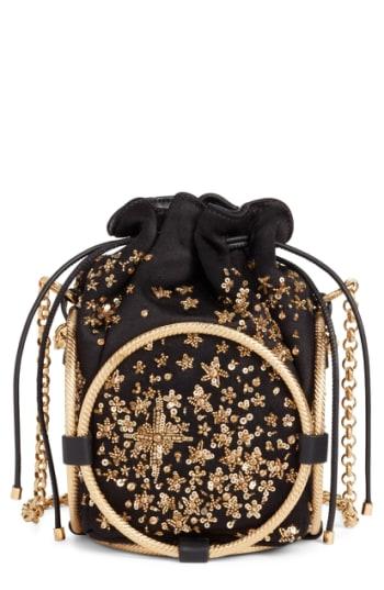 Alexander Mcqueen Embroidered Satin Drawstring Bag -