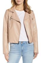 Women's Sam Edelman Washed Faux Leather Moto Jacket - Beige