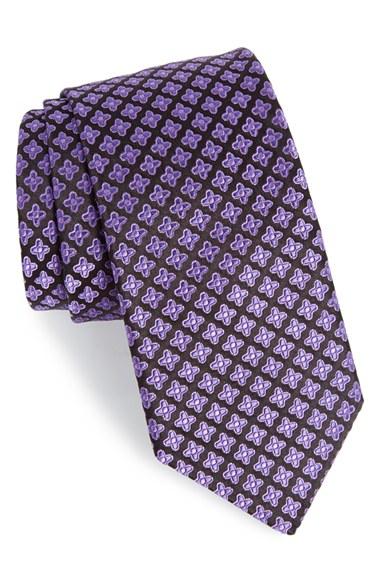 Men's Ted Baker London Floral Silk Tie, Size - Black