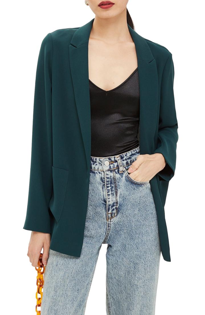 Women's Topshop Chuck On Blazer Us (fits Like 0-2) - Green