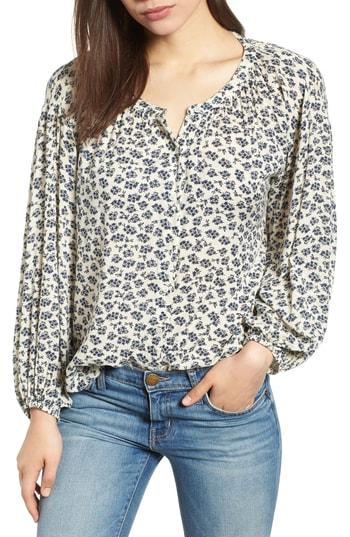 Women's Velvet By Graham & Spencer Printed Gauze Peasant Blouse - White