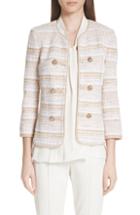 Women's St. John Collection Speckled Stripe Tweed Knit Jacket - Yellow