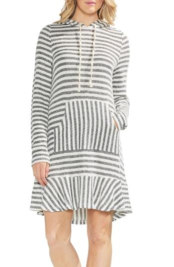 Women's Vince Camuto Stripe Sweatshirt Dress, Size - Black