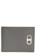 Men's Salvatore Ferragamo Double Gancio Leather Wallet - Grey