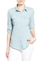 Women's Caslon Roll Sleeve Cotton Knit Shirt - Blue
