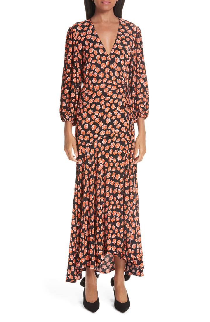 Women's Ganni Lindale Print Crepe Dress Us / 34 Eu - Red