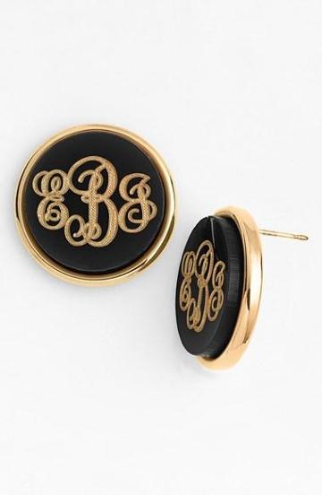 Women's Moon And Lola 'vineyard' Personalized Monogram Stud Earrings