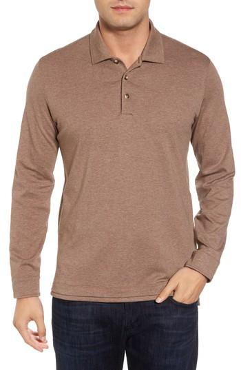 Men's David Donahue Interlock Polo - Brown