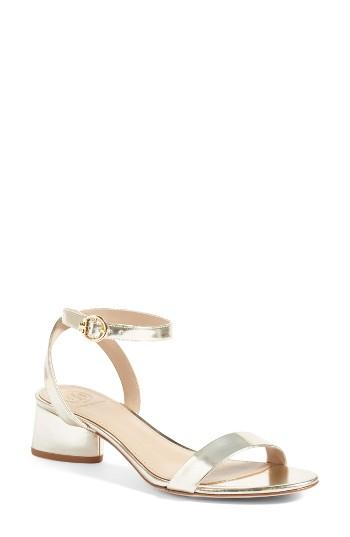 Women's Tory Burch Elizabeth Block Heel Sandal M - Metallic