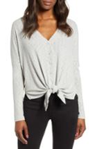 Women's Caslon Button Front Ribbed Knit Top, Size - Grey