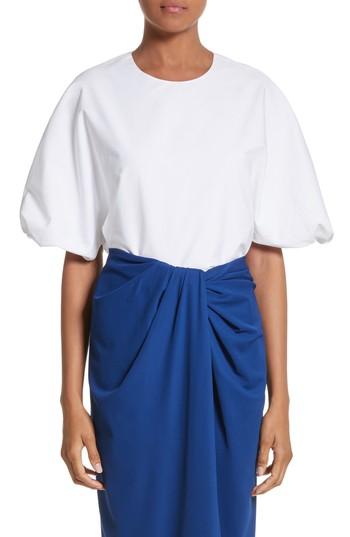 Women's Rosetta Getty Twist Puff Sleeve Poplin Blouse - White