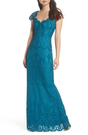 Women's Tadashi Shoji Lace Gown - Blue/green