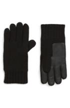 Men's Ugg Leather Palm Knit Gloves - Black