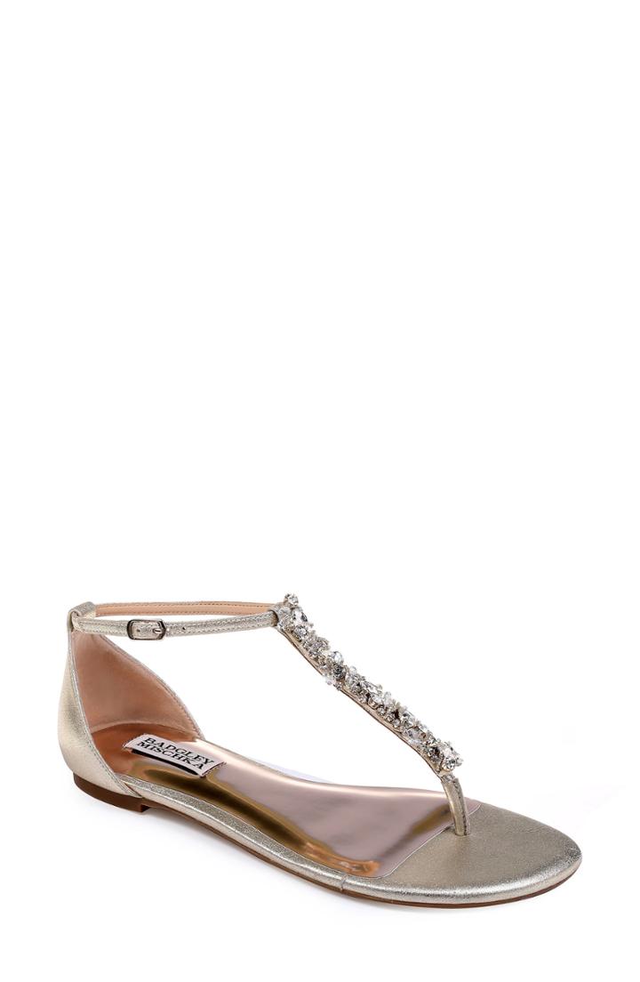 Women's Badgley Mischka Holbrook T-strap Sandal M - Metallic