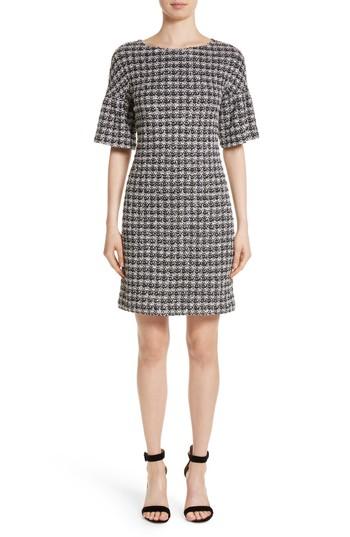 Women's St. John Collection Metallic Tweed Bell Sleeve Dress