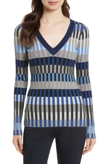 Women's Diane Von Furstenberg Stripe Rib Knit Sweater - Blue