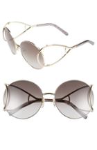 Women's Chloe 'jackson' 60mm Round Sunglasses - Gold/ Grey
