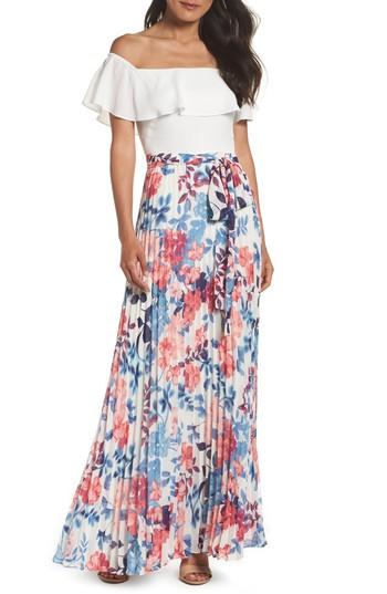 Petite Women's Eliza J Off The Shoulder Maxi Dress P - Ivory
