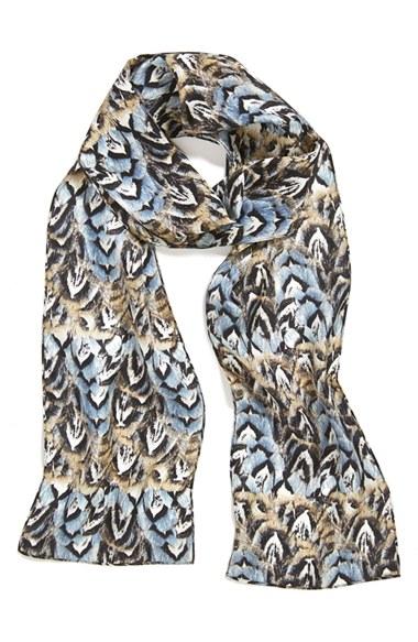 Women's Echo 'pheasant Feathers' Skinny Silk Scarf
