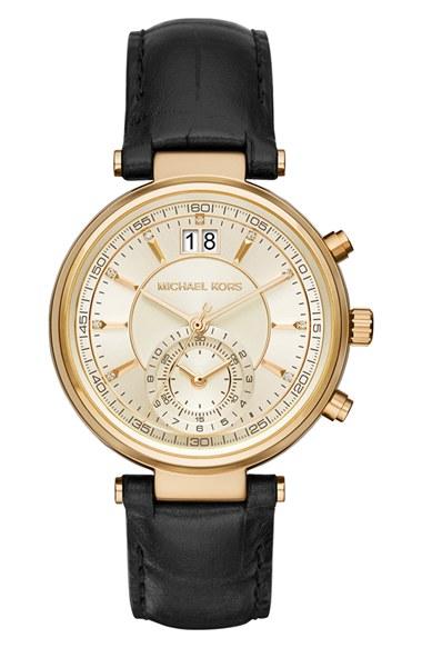 Women's Michael Michael Kors 'sawyer' Leather Strap Watch, 39mm