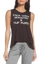 Women's Chaser Palm Trees & Diamonds Muscle Tank - Black