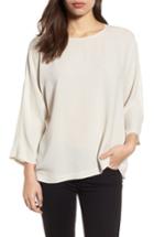 Women's Eileen Fisher Slit Sleeve Silk Top, Size - White