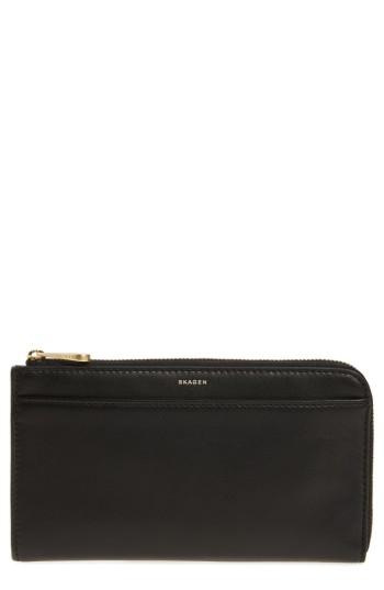 Women's Skagen Leather Phone Wallet - Black
