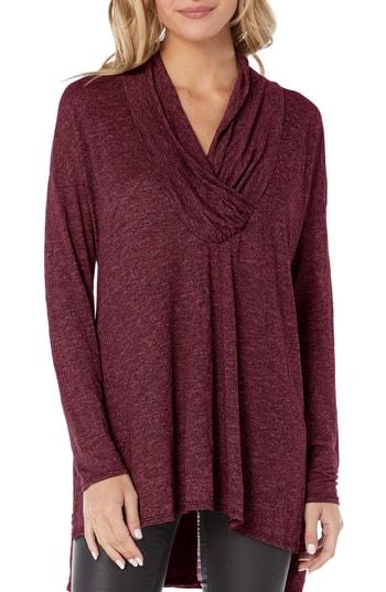 Women's Michael Stars Brooklyn Surplice Jersey Tunic Top, Size - Red