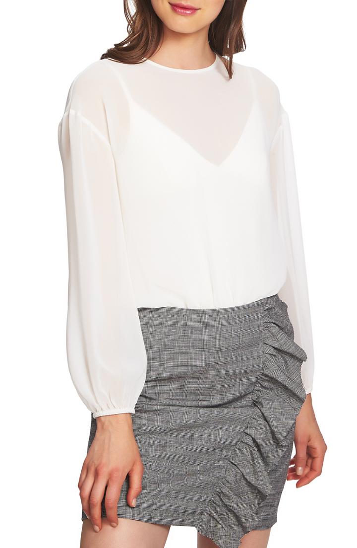 Women's 1.state Mixed Media Knit Bodysuit - White