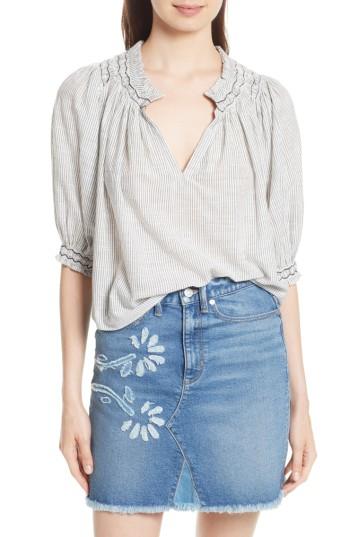 Women's La Vie Rebecca Taylor Stripe Smocked Top - Ivory