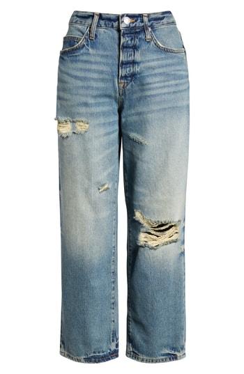 Women's We The Free By Free People Ripped Crop Boyfriend Jeans - Blue