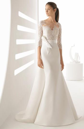 Women's Rosa Clara Arpa Lace & Mikado Mermaid Gown, Size In Store Only - White