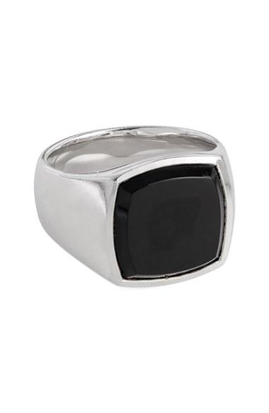 Women's Tom Wood Black Onyx Cushion Signet Ring