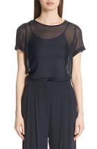 Women's Max Mara Domino Layered Silk Georgette Blouse Us / 36 It - Blue