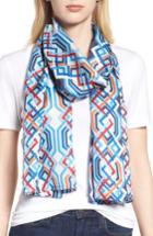 Women's Echo Geo Lattice Silk Scarf, Size - Blue