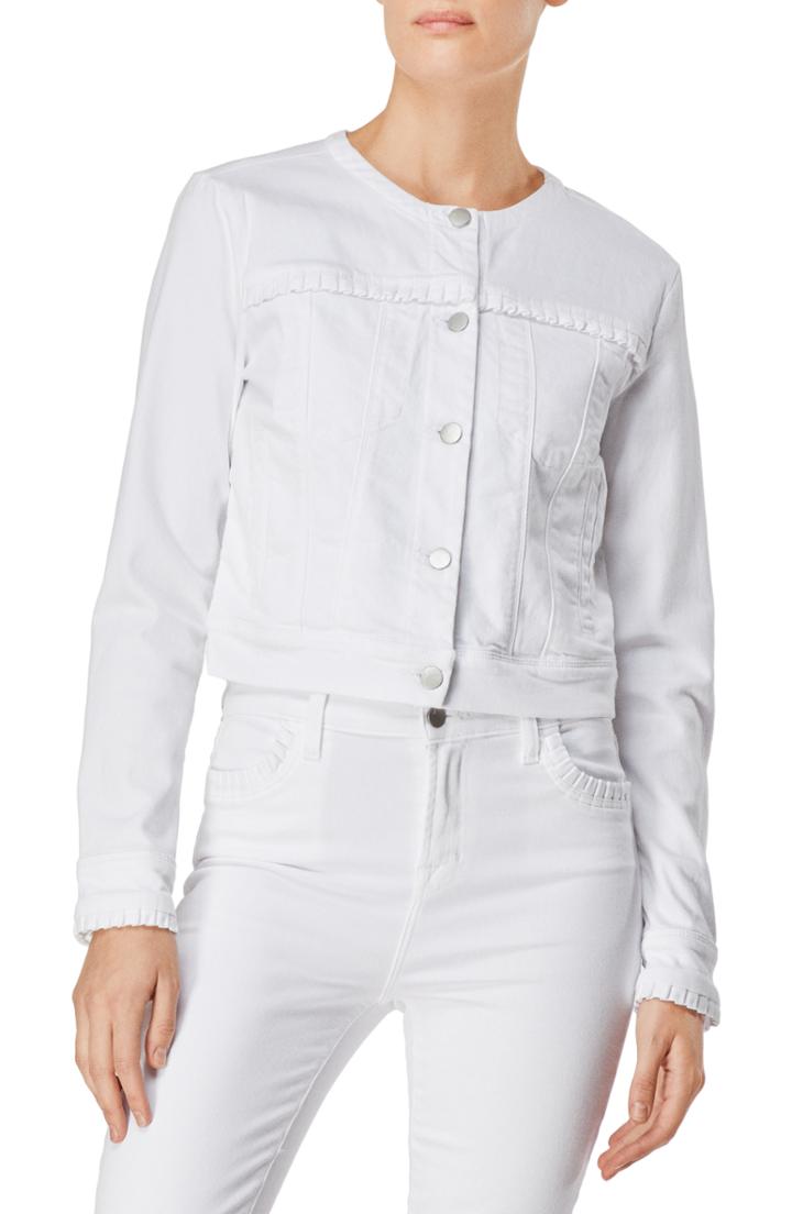 Women's J Brand Harlow Collarless Ruffle Detail Jacket - White