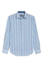 Men's Bugatchi Shaped Fit Candy Stripe Sport Shirt - Blue