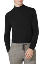 Men's Topman Mock Neck Sweater, Size - Black