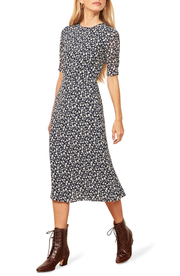 Women's Reformation Prima Midi A-line Dress - Blue