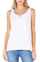 Women's Michael Stars Notch Neck Tank, Size - White