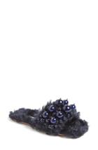 Women's Miu Miu Embellished Faux Fur Slipper Us / 35eu - Blue
