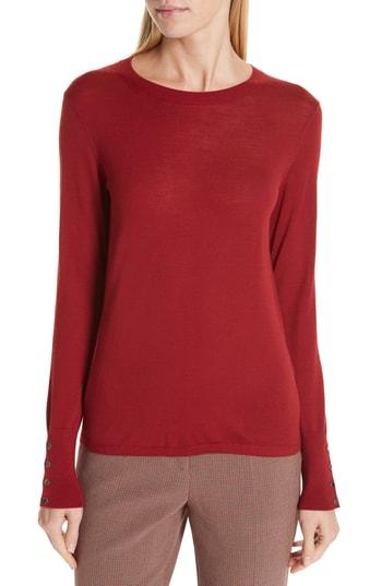 Women's Boss Frankie Cuff Detail Wool Sweater - Red