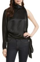 Women's Diane Von Furstenberg One-shoulder Knotted Satin Blouse - Black