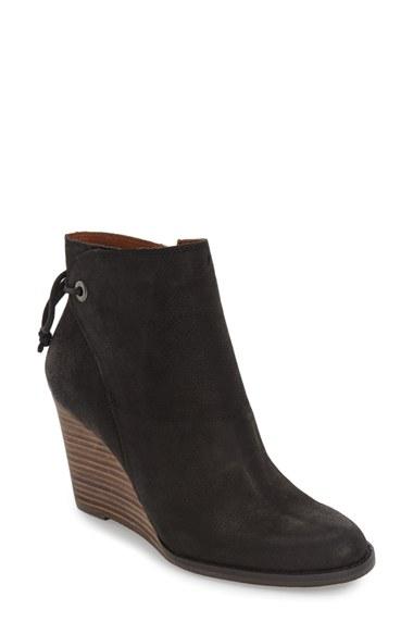 Women's Lucky Brand 'yamina' Wedge Zip Bootie M - Black